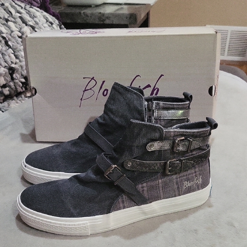 Blowfish Malibu Charcoal High-Top Sneakers with Buckles